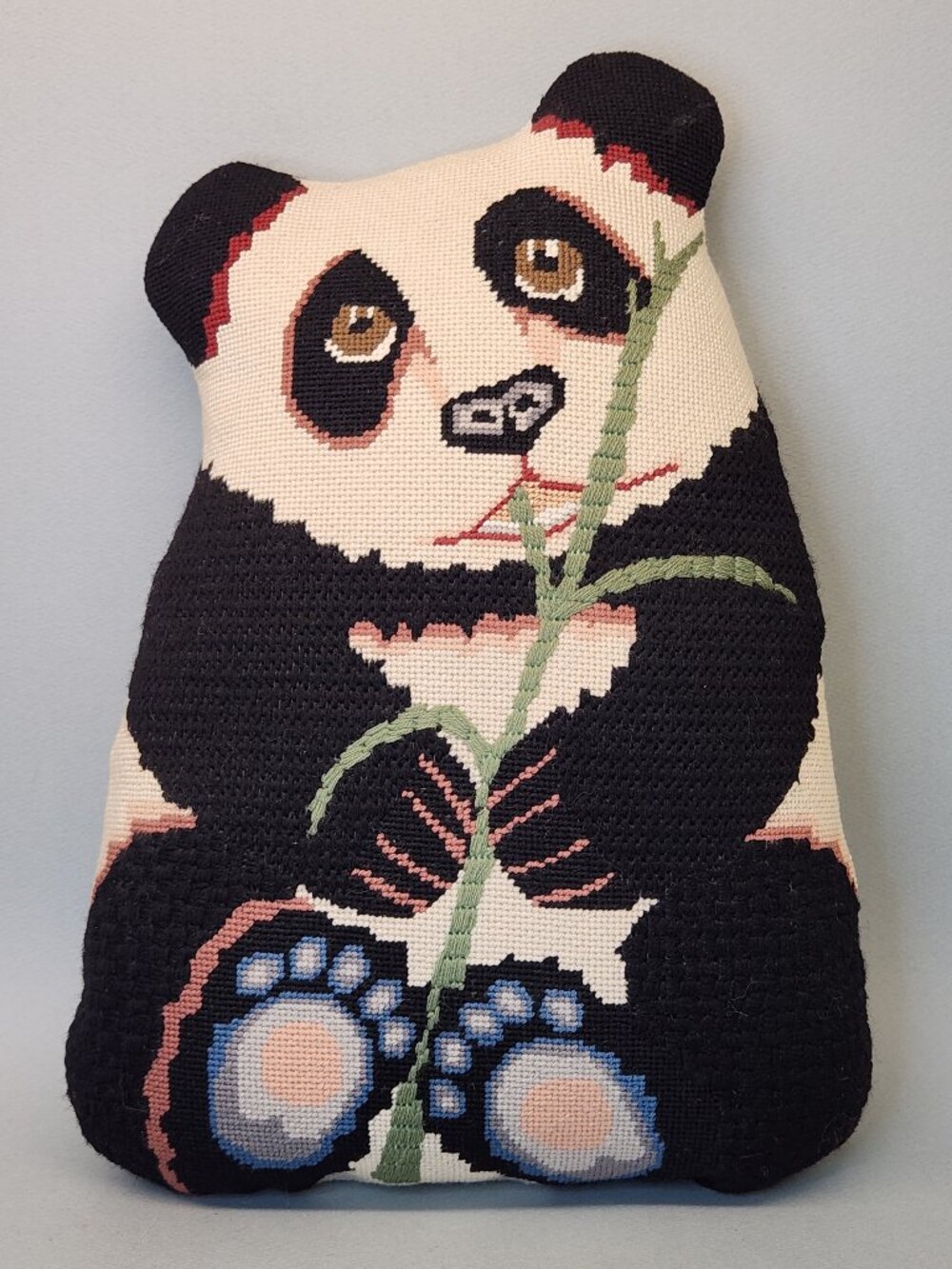 Needlepoint Throw Pillow - Panda & Bamboo - 9.5" x 14"